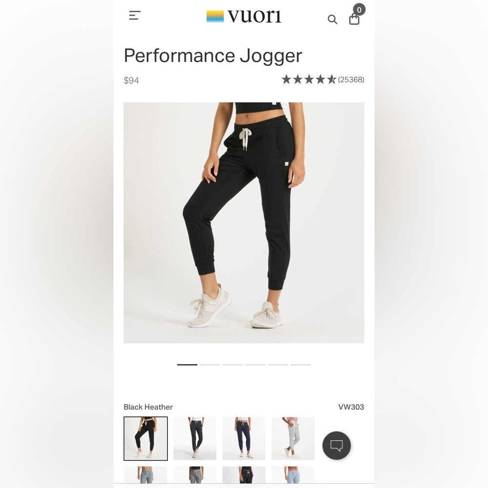 Vuori Women’s performance jogger in black Heather, size L